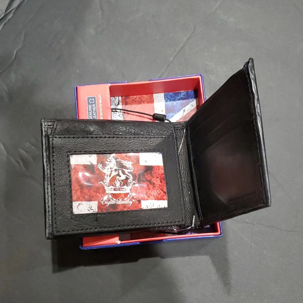 English laundry black genuine leather men's bifold RFID‎ protected wallet new